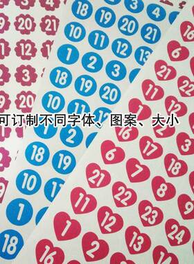 彩色序号数字贴纸编号字母标签贴号码防水自粘区角定点不干胶墙贴