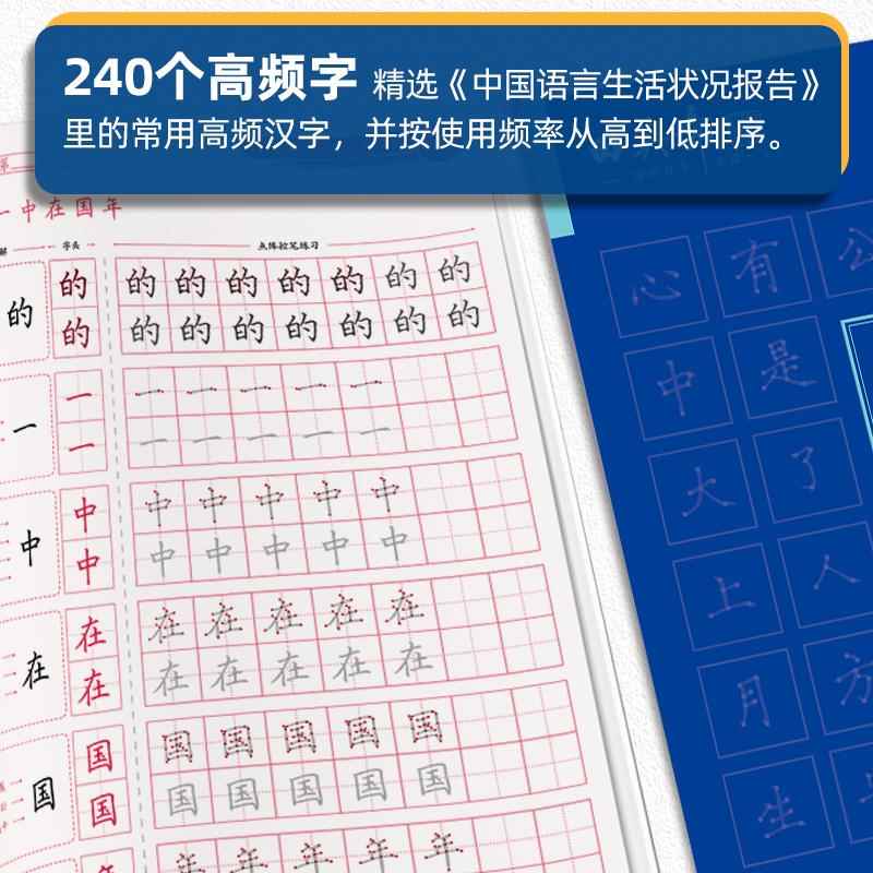 田英章控笔训练字帖趣味控笔线条练习高频字硬笔楷书行书行楷入门基础成人大学生成年高中生初中生小学生儿童空白本练习格空笔书法