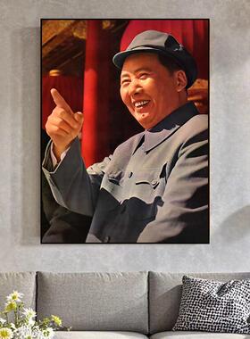 毛主席画像1957年检阅庆国庆挂画装饰画客厅玄关主席像画伟人头像