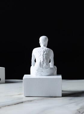 现代北欧极简树脂无艺人雕物人像塑思术考者屎者摆拉件家居软装饰