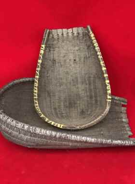 民俗老thu+lzn%物件竹编簸箕米篮怀旧淘农藏村货簸箕老式农旧具收