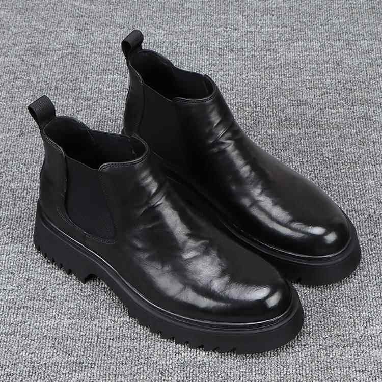Authentic men's Chelsea boots men's genuine leather thick-soled British-style high-top leather shoes men's 202 models 3 new layers of cowhide