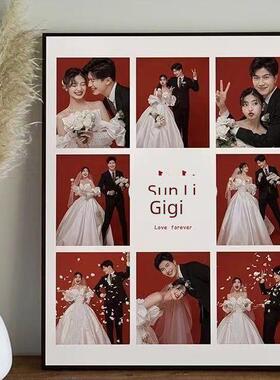 婚纱照相框放大挂墙洗照片玄关装饰画全家福相片结婚照多宫格挂画