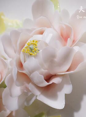 富士新中国风手工陶瓷挂盘国色天香牡丹花艺瓷盘装饰饰品礼品