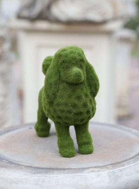 欧式户外庭院草地绿色仿真植绒小狗摆件阳台花园橱窗拍照装 饰动