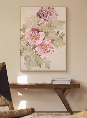 新中式牡丹花开客厅沙发装饰画古典玄关简约壁画花开富贵餐厅挂画
