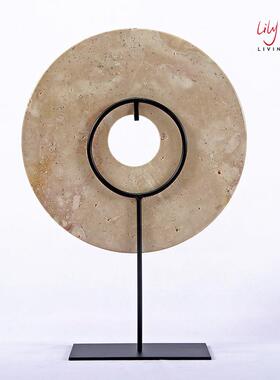 新中式简约玉璧系列摆件家居饰品售楼处软装客厅酒店搭配工艺品