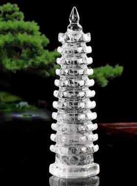 天然白色水晶文昌塔装饰品，书房，桌面，办公室，客厅装饰品，学