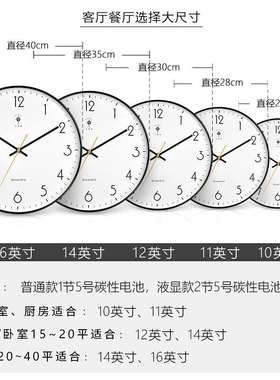 时钟挂墙钟表挂钟客厅2024新款家用现代简约石英钟挂表静音振尾荣