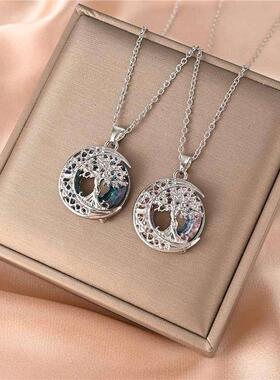 Crystal Tree of Life Pendant Moon tree necklace生命之树吊坠