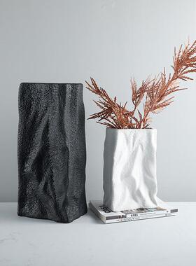 极意简白黑GD-A1072创软装搭花瓶摆件客厅插花花器桌面树脂艺术家