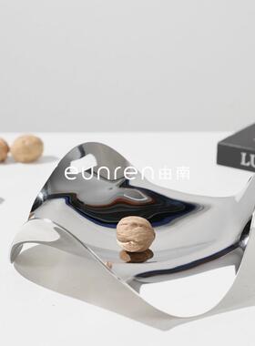 简约欧式不规则不锈钢水果盘托盘摆件家居厨房餐厅样板房软装饰品