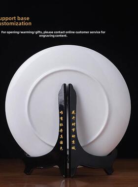 东方泥土《花开富贵》纯手工牡丹陶瓷花挂盘摆件中式客厅玄关装饰