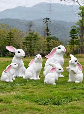 庭院装饰庭院模拟兔子动物玻璃纤维雕塑户外幼儿园草坪花园景观摆