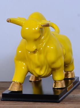 黄水牛饰品陶瓷牛变成十二生肖牛吸引财富现代中国风家居入口饰品