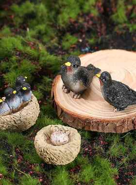 苔藓微景观摆件可爱小燕子创意摆大号树墩盆景园艺植物装饰配件