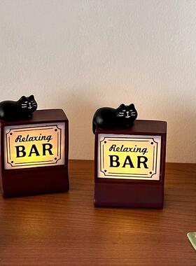 日式猫咪酒吧小夜灯生日礼物覆古迷你桌面氛围装饰摆饰咖啡吧台