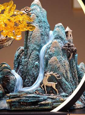 中饰式高山流水高山流水家居摆件客厅玄关书房茶电视柜装乔新迁几