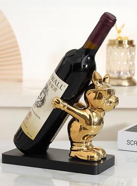 新款直销红酒架摆件法斗犬创意轻奢高档客厅家居玄关餐边电视柜酒
