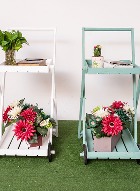 田园木质花架室内多肉植物盆栽实木置物架客厅花店橱窗落地摆件