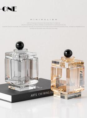 现代轻奢几何方块水晶摆件电视柜酒柜办公室桌面装饰品