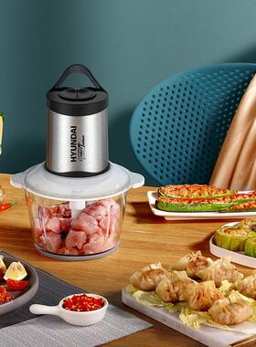 韩国HYUNDAI绞肉机家用电动小型打肉馅全自动多功能搅拌碎菜料理