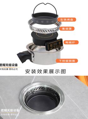 人电烤单炉用韩小型旋转小火锅日式圆形商不KL-195锈钢式烤炉无烟