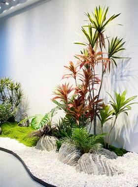 仿真植盆栽植绿物造景室梯内盆景餐厅场景观绿植造景装饰橱窗楼景