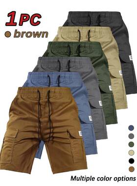 Men’s solid-color cargo shorts 3-pack, lightweight flap-poc