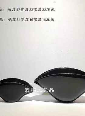 现代简约原黑色琉璃果盘家居样板房客厅茶几桌面软装饰品摆件