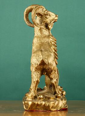 金钱铜羊摆件生肖羊领头羊三羊开泰铜器工艺品