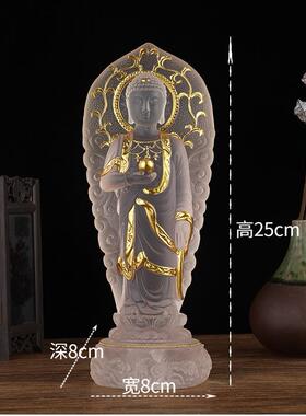 新款佛像摆件南无阿弥陀佛琉祖璃三宝佛药师关佛如来佛玄站立禅意