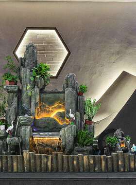 大型假山流水喷泉摆池庭户外院落地造景水泵鱼家庭装饰花tb-77575