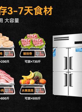 麦大厨四门冰箱不锈钢立式厨房饭店大容量后厨冰柜B24系列货架