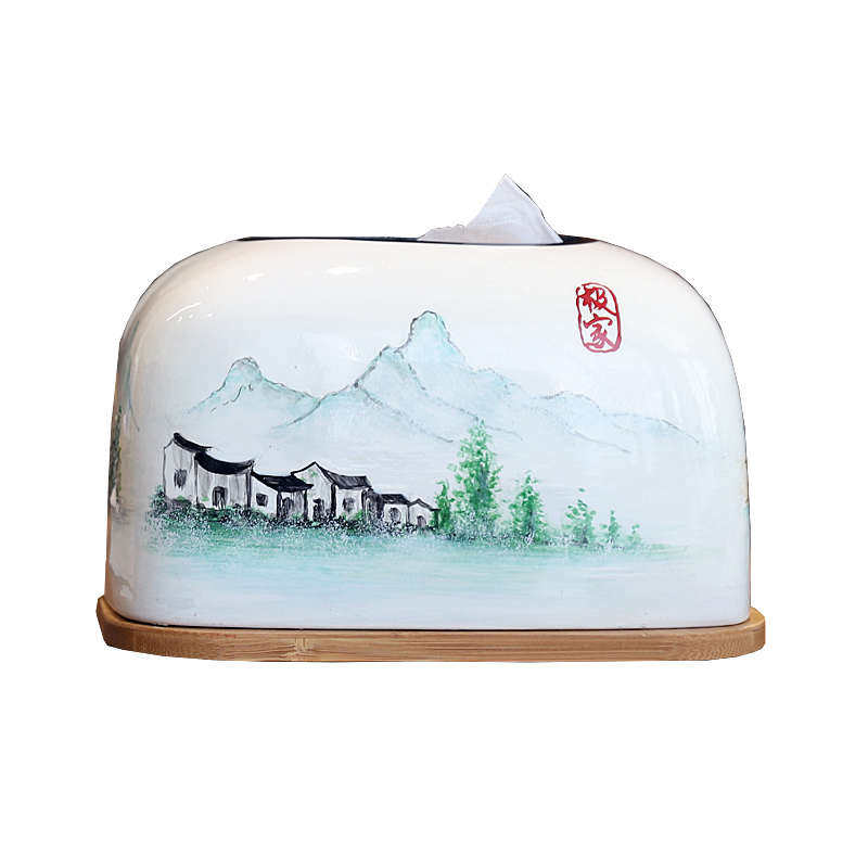 厂家直销陶瓷纸巾盒高级感客厅抽纸盒新中式玄关摆件餐厅样板间软,淘宝优惠券,粉丝福利购,淘宝优惠卷