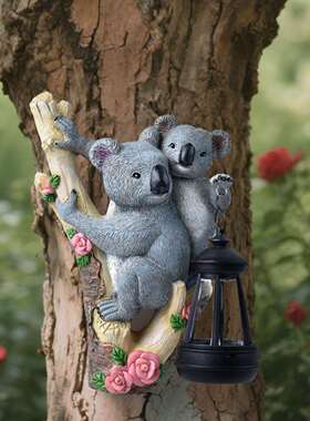 跨境花园壁挂考拉创意树脂太阳能户外灯庭院别墅阳台动物雕塑壁灯