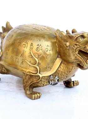 纯铜百寿龟摆件 大小号龙头龟万寿龙龟 家居玄关工艺礼品