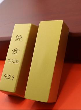 黄铜金条金砖合金金块金属办公桌摆件实心铜器解压手把件国潮风