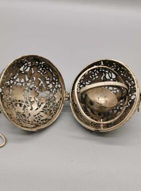 彷古白铜龙凤香球剪花鸟图案香球创意时尚空气净化香薰球