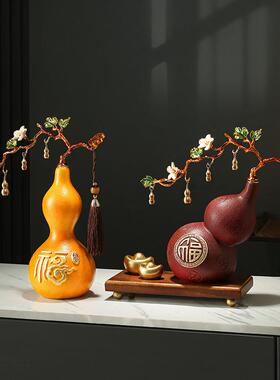 新福禄吉祥中式禄财陶瓷葫芦件入户进门玄摆关装饰品高招档福客厅