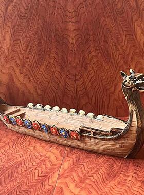 新款直销古风创意复古的帆船家居客厅龙舟办公酒柜摆件装饰树脂工