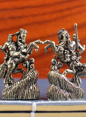 黄铜骑马关公摆件新品2026马年爆款关公马到成功生肖龙黄铜摆件