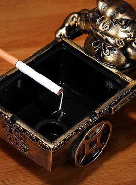 金蟾送财烟灰缸高端大气客厅高级感办公室送礼带盖大容量防飞创意