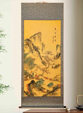 竖幅字画 画国画 画客厅玄关过道挂轴聚财风水画 画鸿运当头富水
