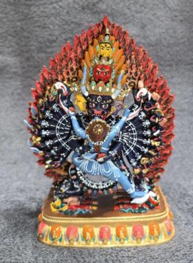 彩绘铜制佛像摆件大威德金刚十三尊 手工制作佛堂桌面独雄佛像祝