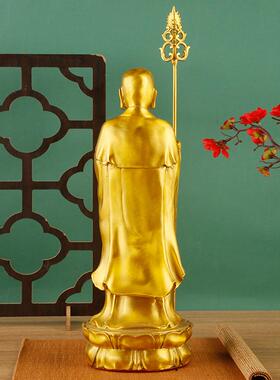 铜地藏王菩萨像摆件站像九华山地藏王铜佛像家居装饰工艺品