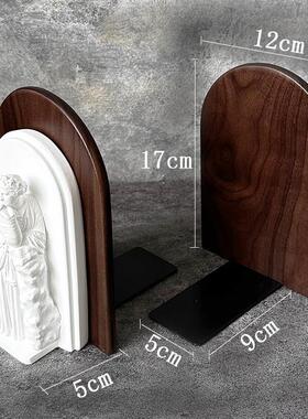 胡桃木实木书立架创意人像书档摆件法式书靠卧室书房玄关客厅软装