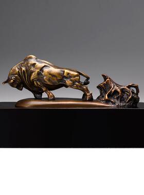 铜制品牛摆件铜雕塑铜工艺品办公室客厅桌面家居装饰品手工