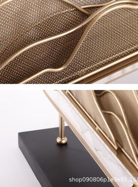 新中式金属云景假山禅意摆件办公室样板房书房玄关博古架装饰品