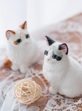 手工日式陶瓷猫咪桌面小摆件 个性创意可爱家居装饰品生日礼物ins